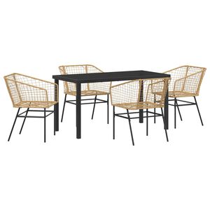 vidaXL Set da Pranzo per Giardino 5 pcs Marrone polyrattan