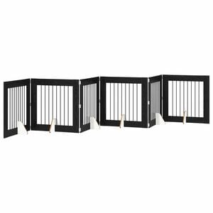 vidaXL Cancello per cani pieghevole con supporti 6 pz Rovere Nero