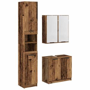 vidaXL Set di Armadi da Bagno 3 pz Legno vecchio Legno ingegnerizzato