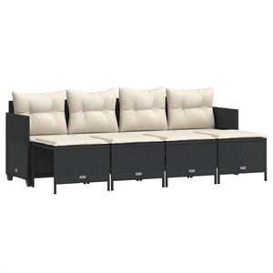 vidaXL Set Divani da Giardino 5 pz con Cuscini in Polyrattan Nero