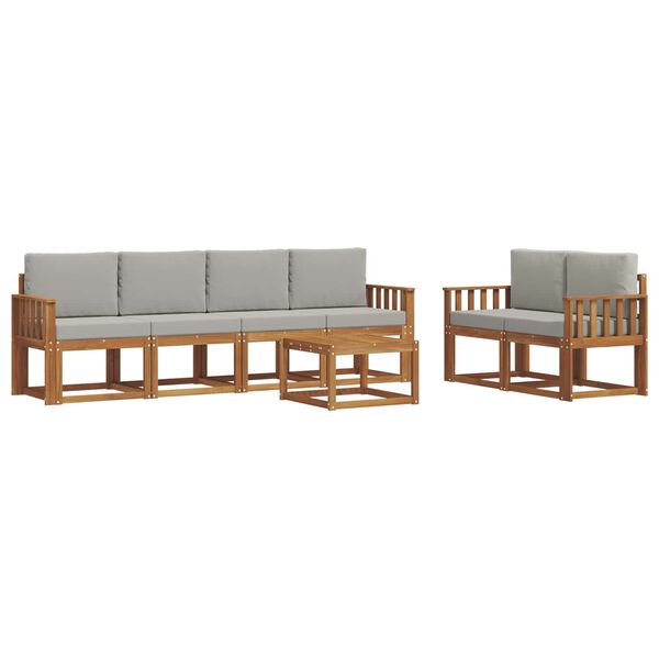 vidaXL Set di divani da esterno 7 pcs Grigio Naturale e Chiaro