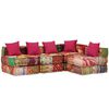 vidaXL Pouf Modulare a 4 Posti in Tessuto Patchwork