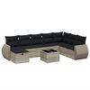 vidaXL Set Divano da Giardino 9pz con Cuscini Grigio Chiaro Polyrattan