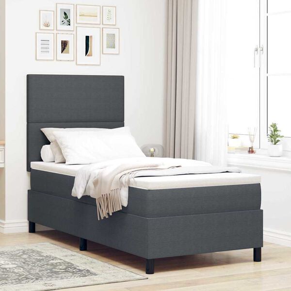 vidaXL Letto a molle Grigio Scuro e Bianco 193 x 90 x 128 cm