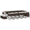 vidaXL Set da Pranzo da Giardino 15 pz con Cuscini Marrone Polyrattan
