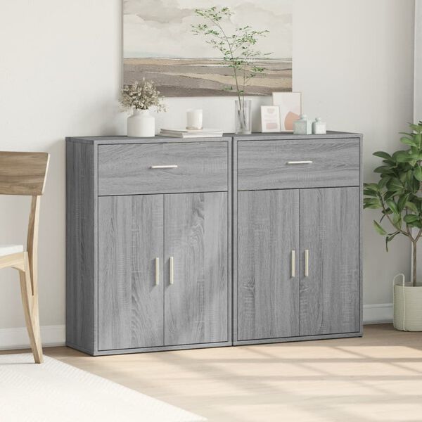 vidaXL Credenze 2 pz Grigio Sonoma 60x30x84 cm in Legno Multistrato