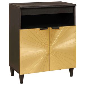 vidaXL Credenza Nero e Oro 60 x 33 x 75 cm Legno di mango massello
