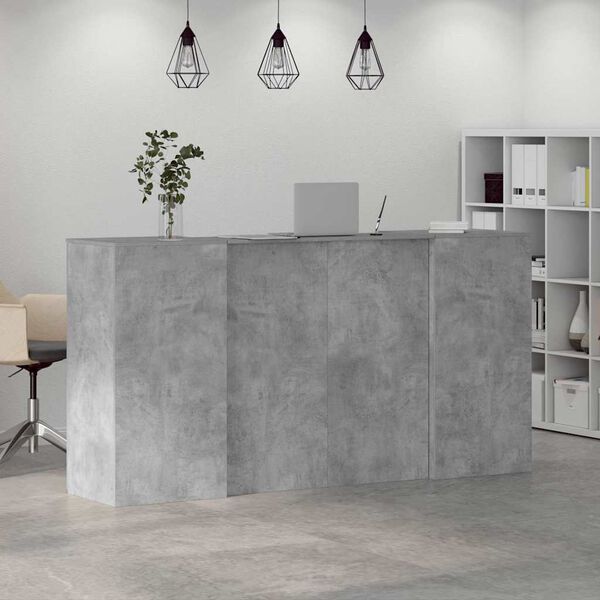 vidaXL Banco Reception Grigio Cemento 200x50x103,5cm Legno Multistrato
