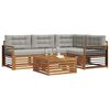 vidaXL Set di divani da esterno 5 pcs Grigio Naturale e Chiaro
