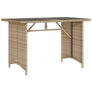 vidaXL Tavolo da Giardino Piano in Vetro Beige 110x68x70 cm Polyrattan