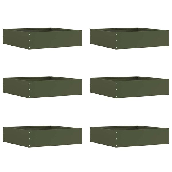 vidaXL Bordura per Prato 6 pcs Verde oliva 50 x 50 x 13 cm Acciaio