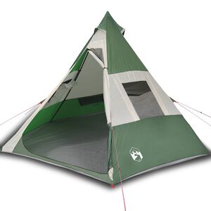 vidaXL Tenda da Campeggio Tipi per 7 Persone Verde Impermeabile