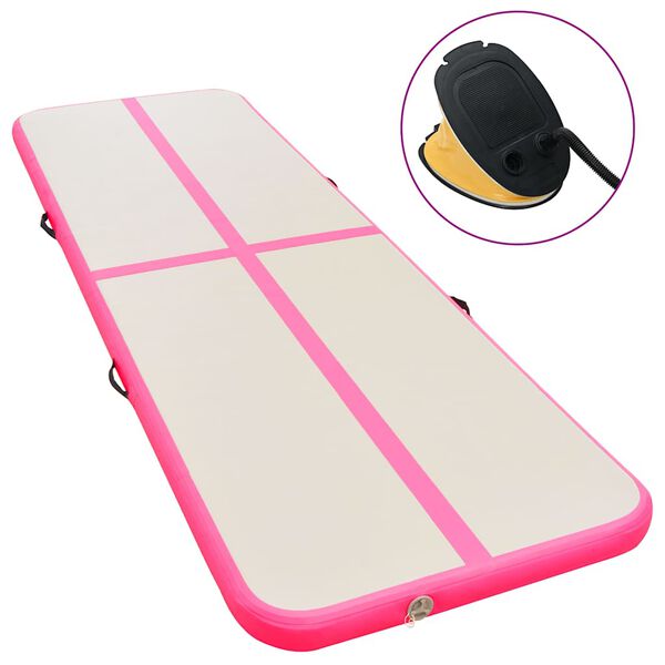 vidaXL Tappetino Ginnastica Gonfiabile con Pompa 600x100x10cm PVC Rosa