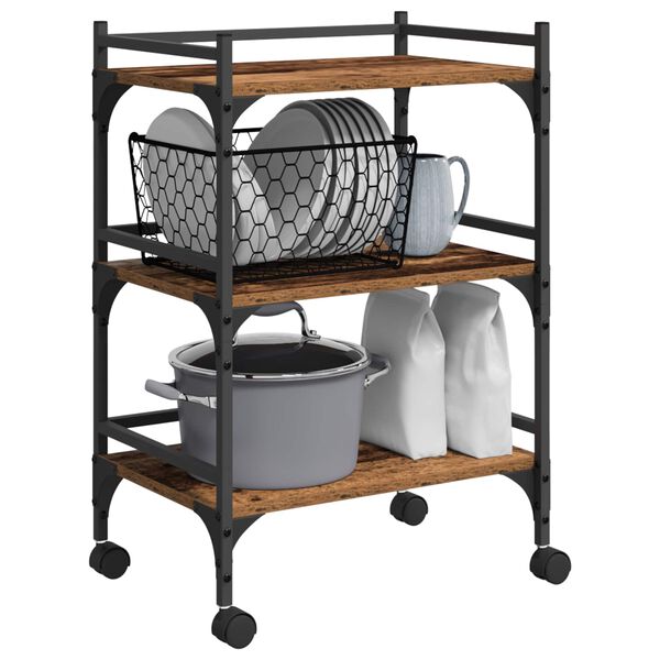 vidaXL Carrello da Cucina Legno vecchio 50 x 35 x 75.5 cm