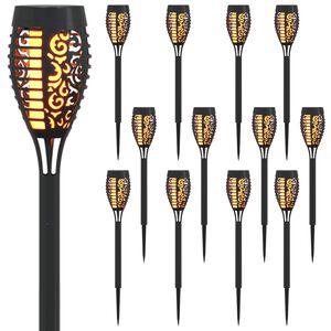 vidaXL Luci solari da esterno con picchetto 12 pz Bianco caldo 47,5 cm