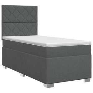 vidaXL Letto box spring con materasso Grigio Scuro Singolo Tessuto