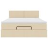 vidaXL Pouf Letto con Materasso e LED Crema 140x200 cm in Tessuto