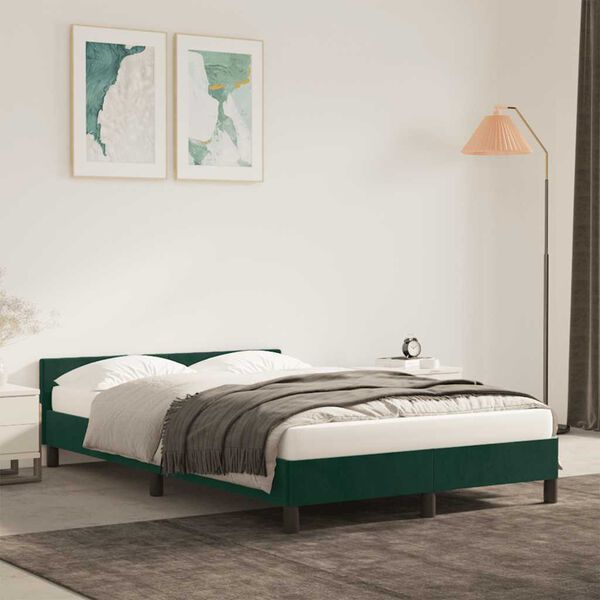 vidaXL Giroletto senza Materasso Verde Scuro 120x190 cm Velluto