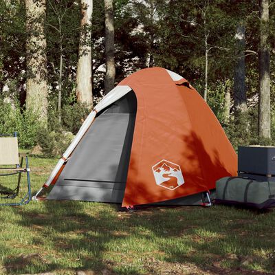 vidaXL Tenda da Campeggio 2 Persone Grigio e Arancione Impermeabile