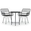 vidaXL Set da Pranzo da Giardino 3 pz Nero in Polyrattan