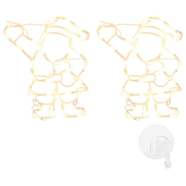 vidaXL Luci di Natale Babbo Natale 2 pz 35 LED Bianco Caldo