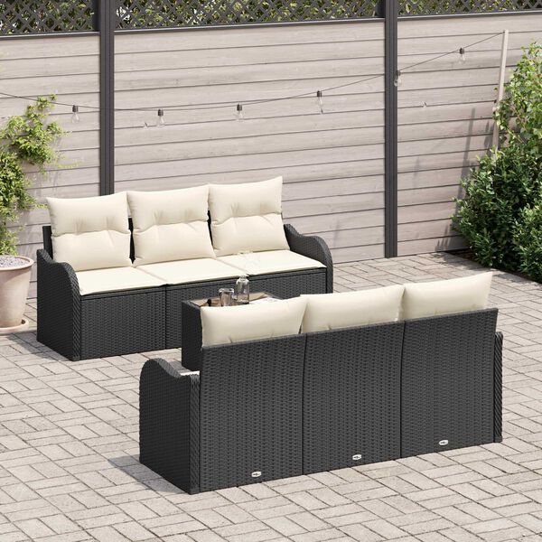 vidaXL Set Divano da Giardino Nero 55 x 55 x 37 cm polyrattan