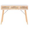 vidaXL Tavolo Consolle Bianco 105x30x75 Massello Pino Rattan Naturale