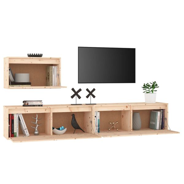 vidaXL Mobili Porta TV 3 pz in Legno Massello di Pino