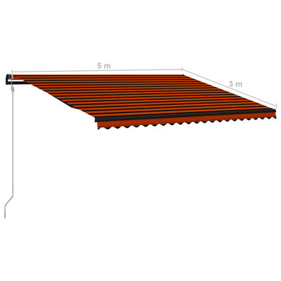 vidaXL Tenda da Sole Retrattile Sensore Vento LED 500x300cm Arancio Marrone