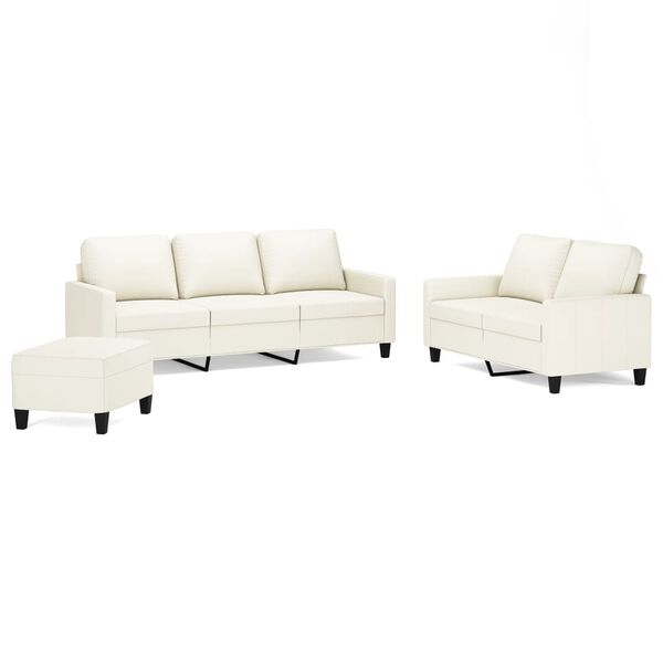 vidaXL Set di Divani 3 pz con Cuscini crema in Similpelle