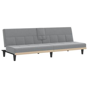 vidaXL Divano Letto con Portabicchieri in Tessuto Grigio Chiaro