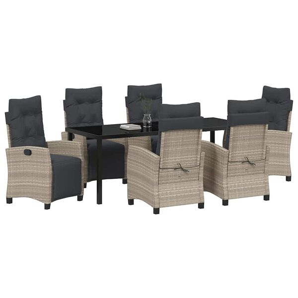 vidaXL Set da Pranzo per Giardino 7 pcs Grigio chiaro polyrattan