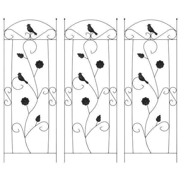 vidaXL Recinzione per Giardino 3 pcs Nero 112 x 40 cm Acciaio