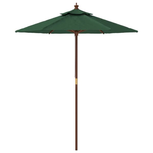 vidaXL Ombrellone da Giardino con Palo in Legno Verde 196x231 cm