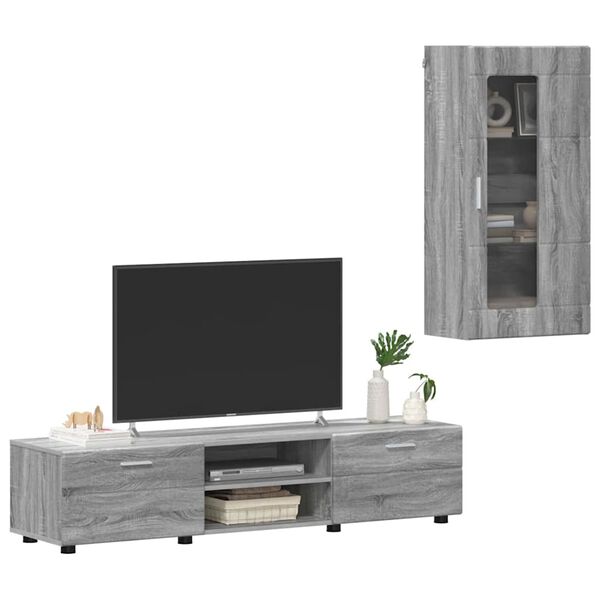 vidaXL Set mobile TV con porta FLORIN Grigio Sonoma Legno multistrato