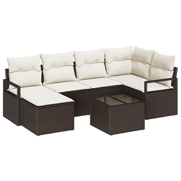 vidaXL Set di divani 7 pcs Marrone polyrattan