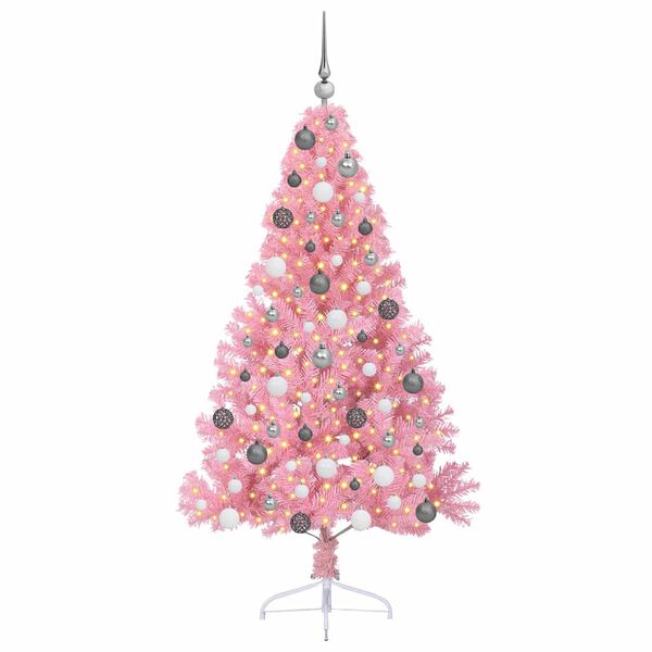 vidaXL Albero di Natale artificiale con luci integrate Rosa 180 cm PVC