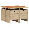 vidaXL Set da Pranzo da Giardino 5 pz con Cuscini Beige in Polyrattan
