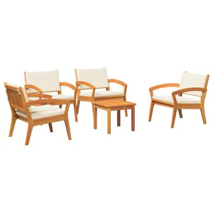 vidaXL Set bistrot con cuscino 5 pcs Marrone Poliestere