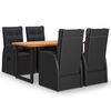 vidaXL Set da Pranzo per Giardino 5 pz con Cuscini in Polyrattan Nero
