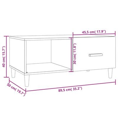 vidaXL Tavolino da Salotto Bianco 89,5x50x40 cm in Legno Multistrato