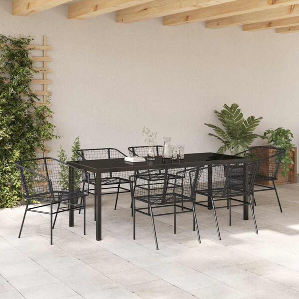 vidaXL Set da Pranzo per Giardino 7 pcs Nero polyrattan
