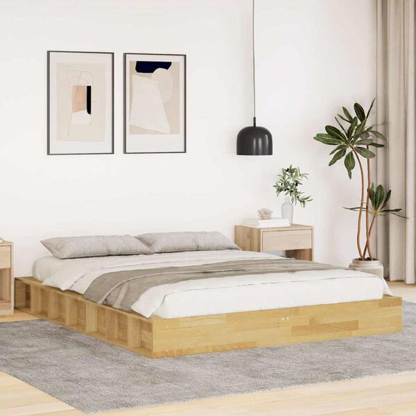 vidaXL Struttura Letto Senza Materasso 135x190 cm in Legno di Rovere