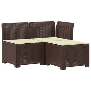 vidaXL Divano da giardino 3 posti con cuscini in look rattan PP