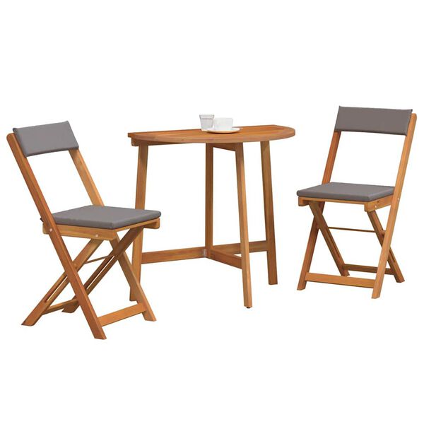 vidaXL Set bistrot 3 pcs Olio Naturale Legno di Acacia Massello