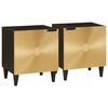 vidaXL Armadio da Notte 2 pz Nero e Oro 40 x 33 x 46 cm