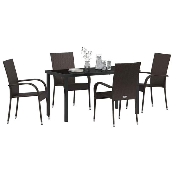 vidaXL Set da Pranzo per Giardino 5 pcs Marrone