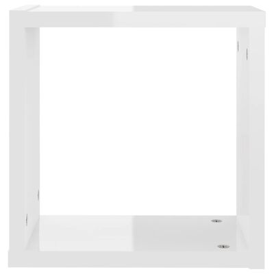 vidaXL Mensole Parete a Cubo 2 pz Bianco Lucido 30x15x30 cm