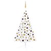 vidaXL Set Albero Natale Artificiale a Met&agrave; LED Palline Bianco 120cm