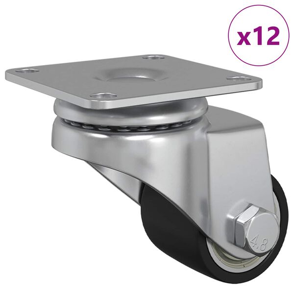 vidaXL Ruota 12 pcs Argento 50 mm Nylon